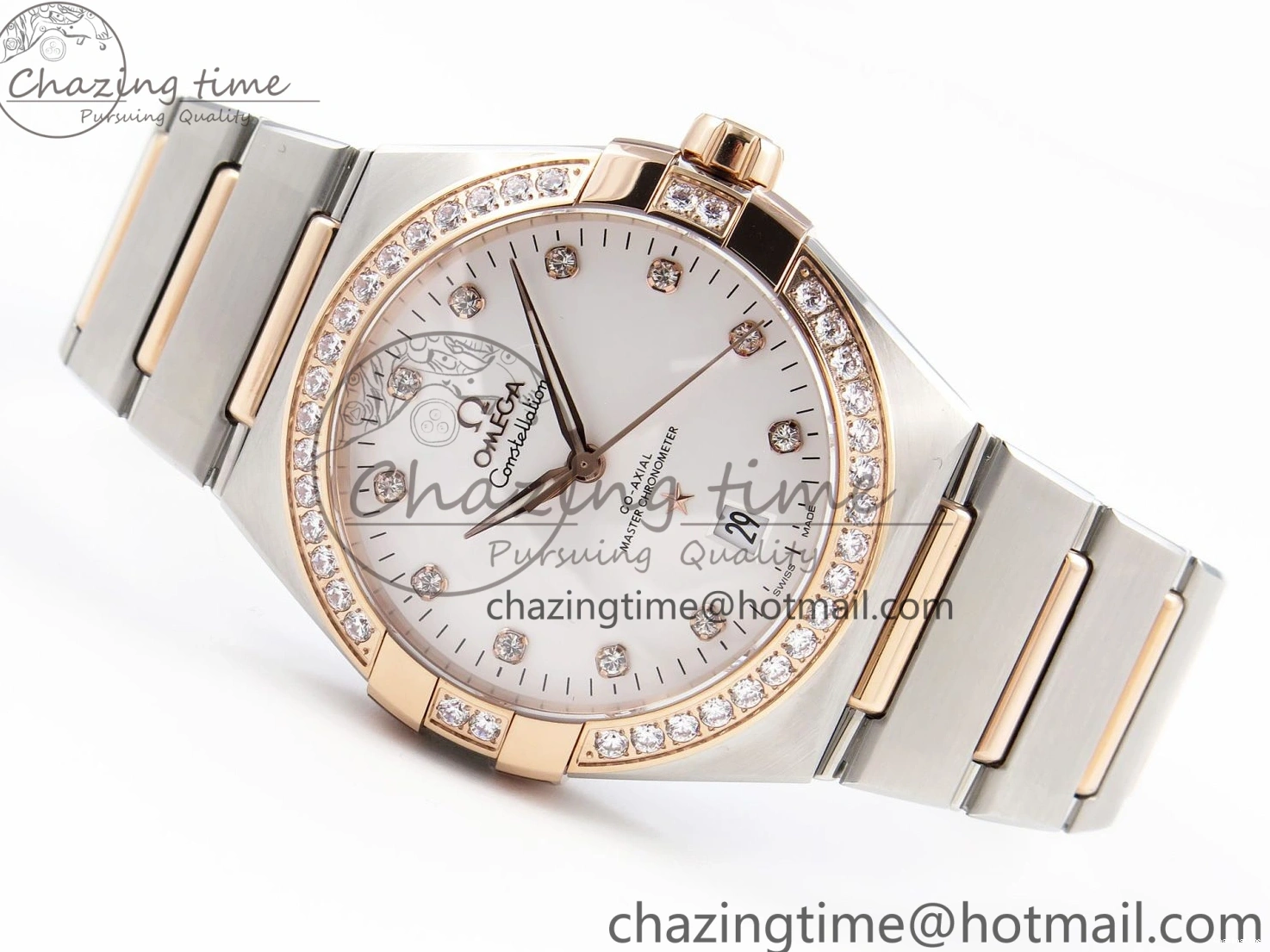 1231 Lightweight Constellation 39mm SS RG Diamonds Bezel ASWF 1:1 Best Edition White Diamonds Dial on SS RG Bracelet A 7774